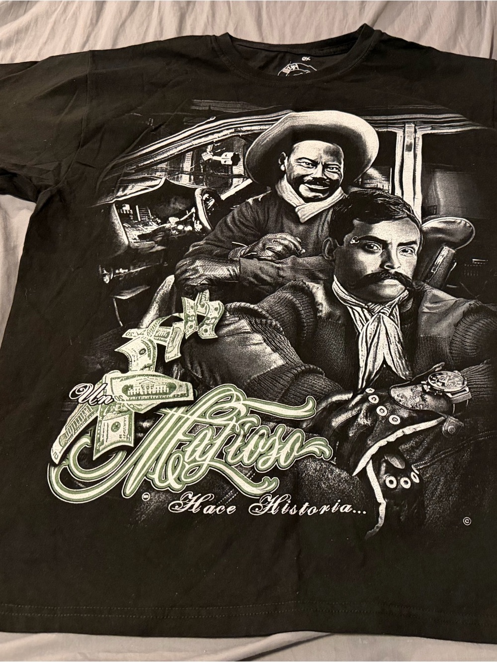 Men's Black Graphic Tee with Vintage Illustration